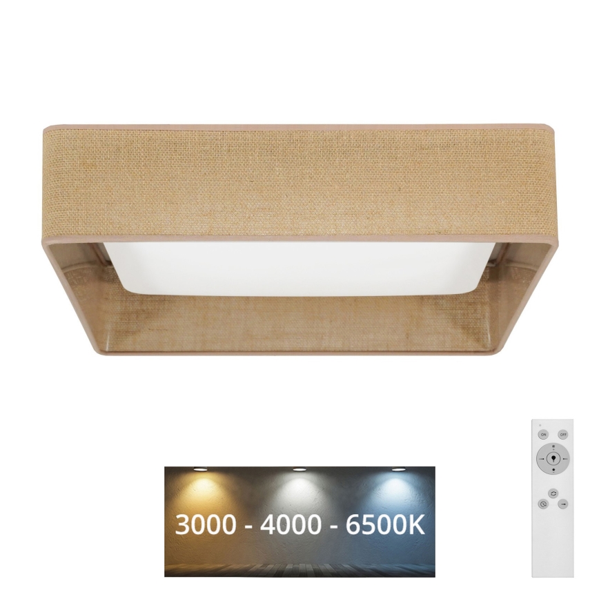 Brilagi - LED Prigušiva plafonjera VELVET SQUARE LED/24W/230V 3000/4000/6500K + Daljinski upravljač braon