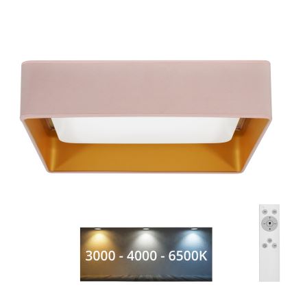 Brilagi - LED Prigušiva plafonjera VELVET SQUARE LED/24W/230V 3000/4000/6500K + Daljinski upravljač roze