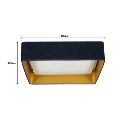 Brilagi - LED Prigušiva plafonjera VELVET SQUARE LED/24W/230V 3000/4000/6500K + Daljinski upravljač tamno plavi