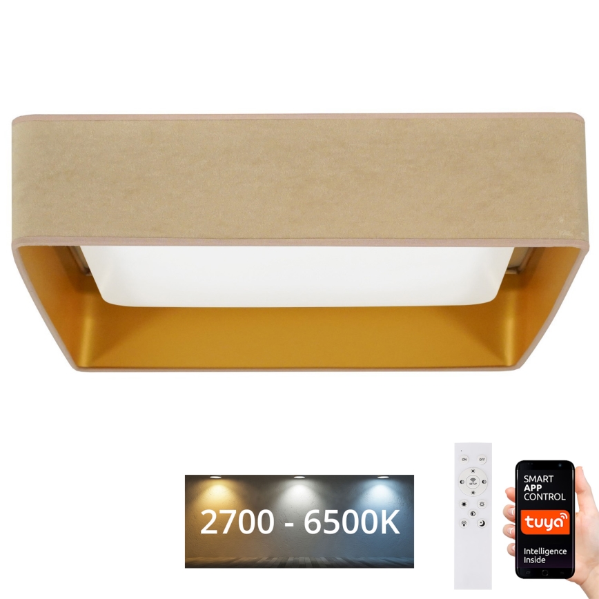 Brilagi - LED Prigušiva plafonjera VELVET SQUARE SMART LED/36W/230V 2700-6500K Wi-Fi Tuya + Daljinski upravljač bež
