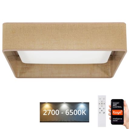 Brilagi - LED Prigušiva plafonjera VELVET SQUARE SMART LED/36W/230V 2700-6500K Wi-Fi Tuya + Daljinski upravljač braon