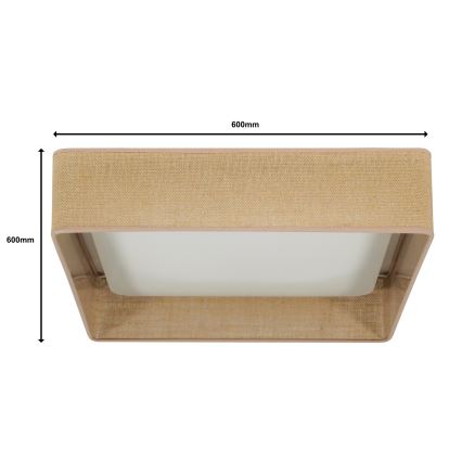 Brilagi - LED Prigušiva plafonjera VELVET SQUARE SMART LED/36W/230V 2700-6500K Wi-Fi Tuya + Daljinski upravljač braon