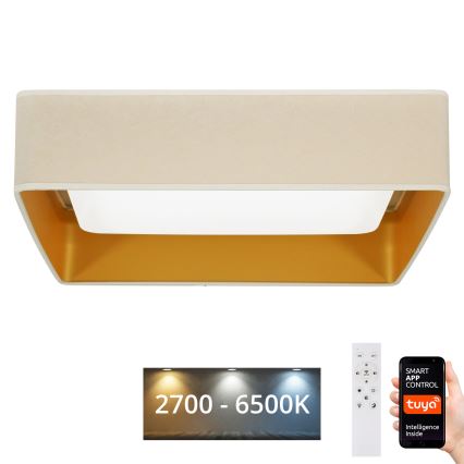 Brilagi - LED Prigušiva plafonjera VELVET SQUARE SMART LED/36W/230V 2700-6500K Wi-Fi Tuya + Daljinski upravljač kremasta