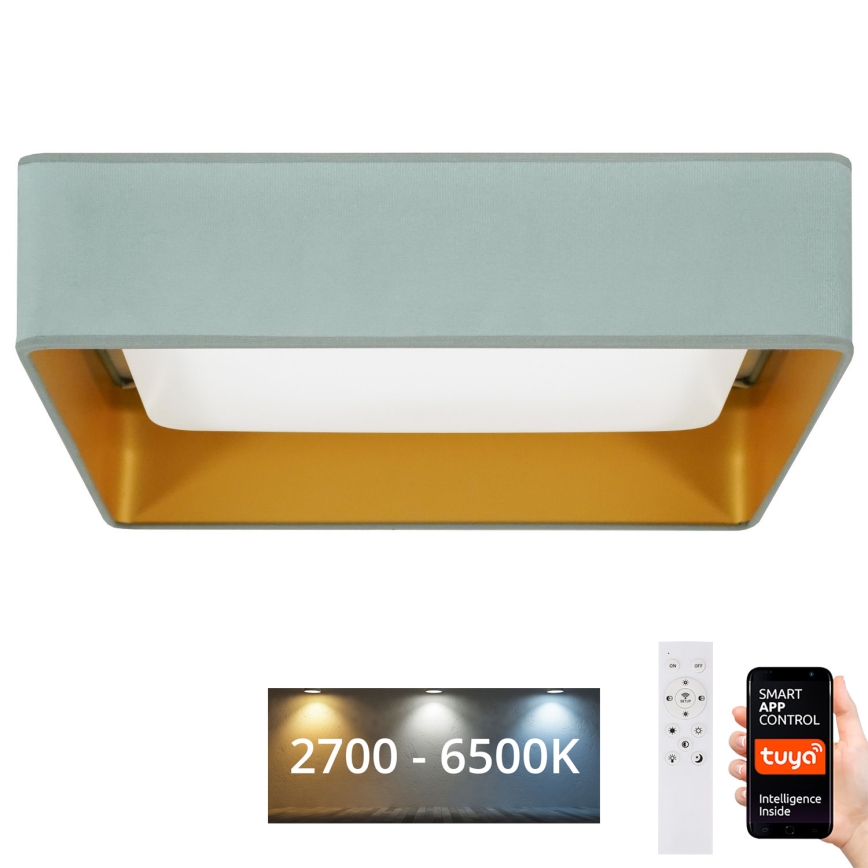 Brilagi - LED Prigušiva plafonjera VELVET SQUARE SMART LED/36W/230V 2700-6500K Wi-Fi Tuya + Daljinski upravljač menta