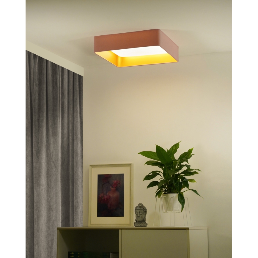 Brilagi - LED Prigušiva plafonjera VELVET SQUARE SMART LED/36W/230V 2700-6500K Wi-Fi Tuya + Daljinski upravljač roze