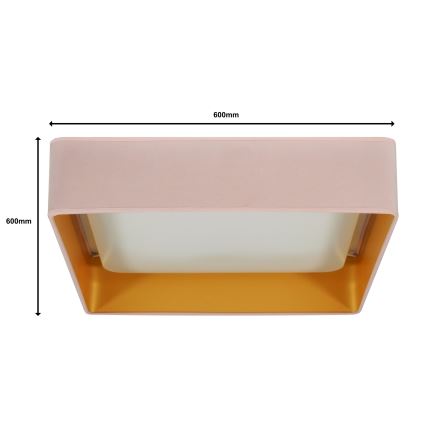 Brilagi - LED Prigušiva plafonjera VELVET SQUARE SMART LED/36W/230V 2700-6500K Wi-Fi Tuya + Daljinski upravljač roze