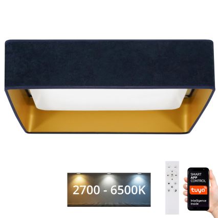 Brilagi - LED Prigušiva plafonjera VELVET SQUARE SMART LED/36W/230V 2700-6500K Wi-Fi Tuya + Daljinski upravljač tamno plavi