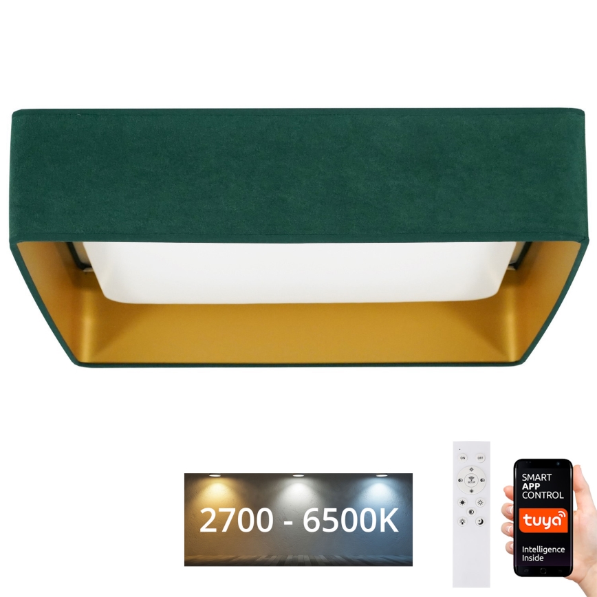 Brilagi - LED Prigušiva plafonjera VELVET SQUARE SMART LED/36W/230V 2700-6500K Wi-Fi Tuya + Daljinski upravljač zelena