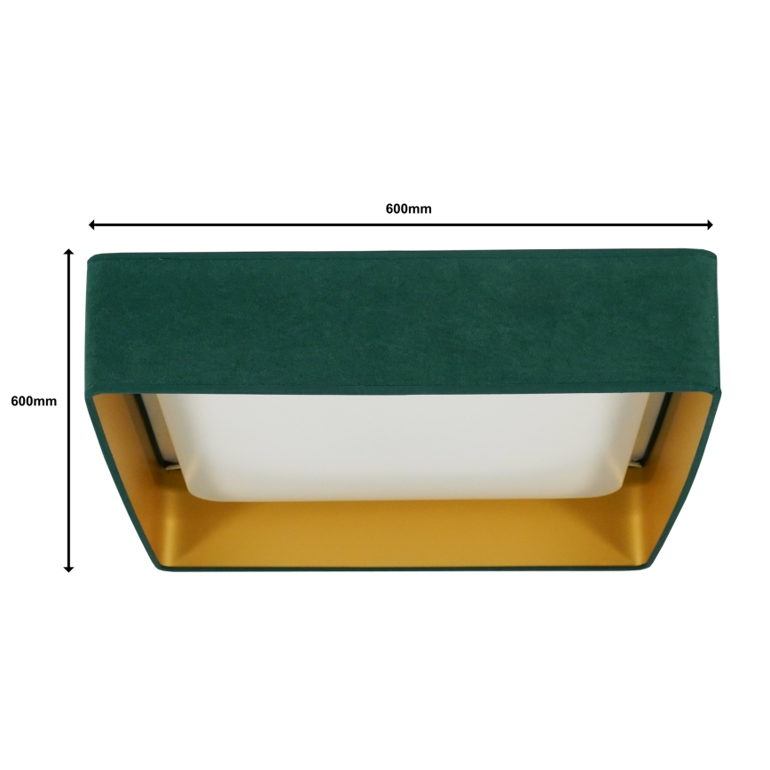 Brilagi - LED Prigušiva plafonjera VELVET SQUARE SMART LED/36W/230V 2700-6500K Wi-Fi Tuya + Daljinski upravljač zelena
