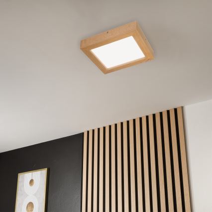 Brilagi - LED Prigušiva plafonjera za kupatilo WOODY FRAME LED/24W/230V hrast 30x30 cm 3000-6000K IP44 + Daljinski upravljač