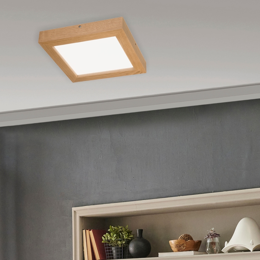 Brilagi - LED Prigušiva plafonjera za kupatilo WOODY FRAME LED/24W/230V hrast 30x30 cm 3000-6000K IP44 + Daljinski upravljač