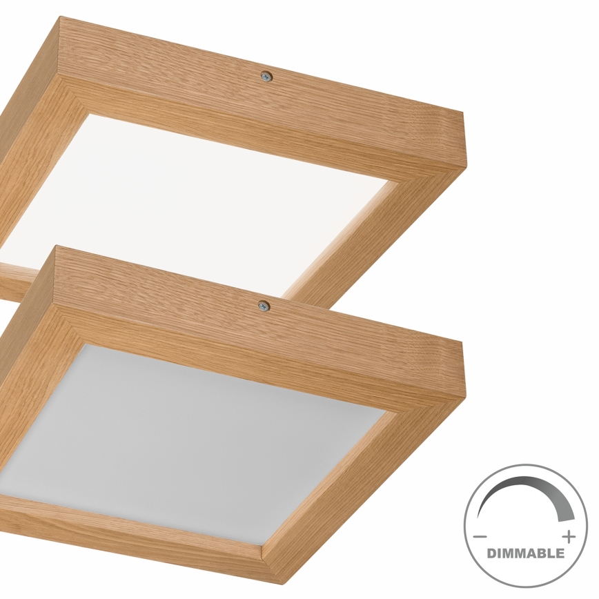 Brilagi - LED Prigušiva plafonjera za kupatilo WOODY FRAME LED/24W/230V hrast 30x30 cm 3000-6000K IP44 + Daljinski upravljač