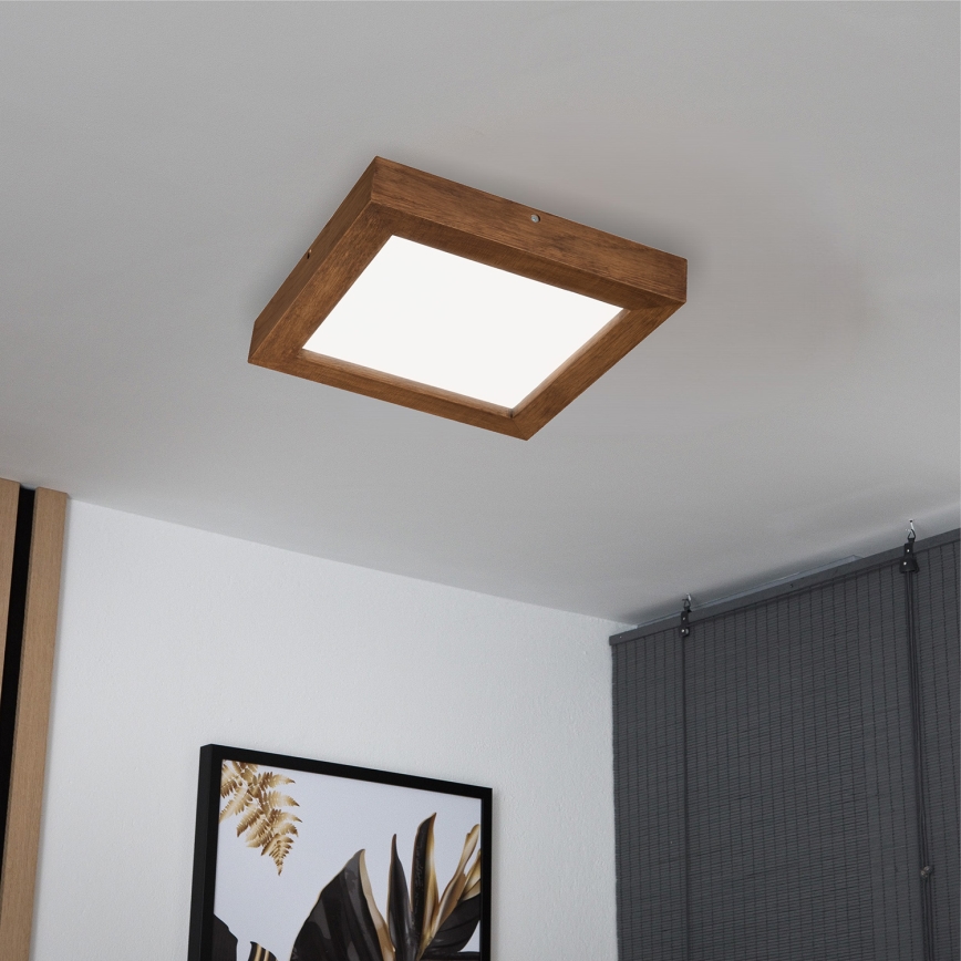 Brilagi - LED Prigušiva plafonjera za kupatilo WOODY FRAME LED/24W/230V hrast trešnja 30x30 cm 3000-6000K IP44 + Daljinski upravljač