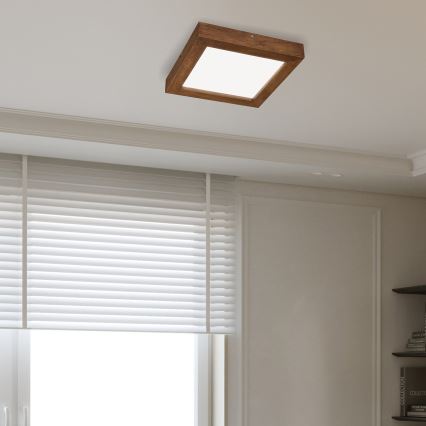 Brilagi - LED Prigušiva plafonjera za kupatilo WOODY FRAME LED/24W/230V hrast trešnja 30x30 cm 3000-6000K IP44 + Daljinski upravljač