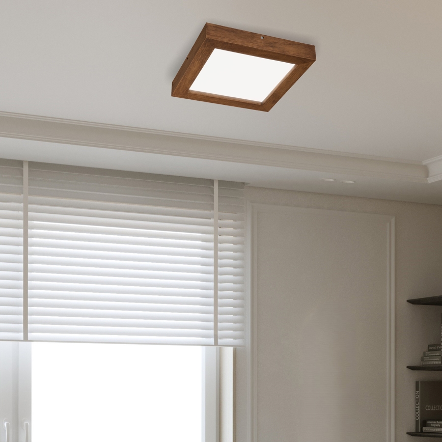 Brilagi - LED Prigušiva plafonjera za kupatilo WOODY FRAME LED/24W/230V hrast trešnja 30x30 cm 3000-6000K IP44 + Daljinski upravljač