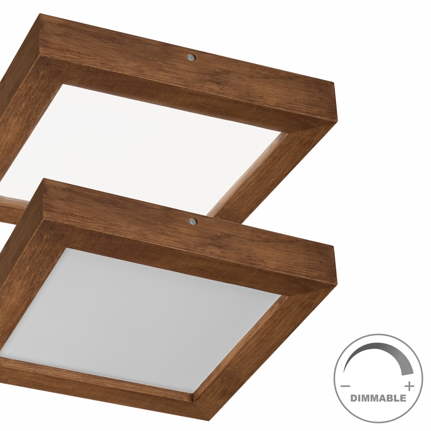 Brilagi - LED Prigušiva plafonjera za kupatilo WOODY FRAME LED/24W/230V hrast trešnja 30x30 cm 3000-6000K IP44 + Daljinski upravljač