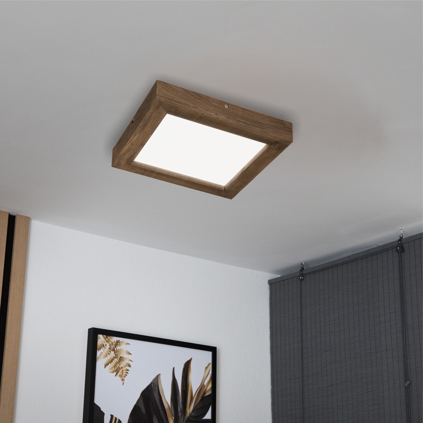 Brilagi - LED Prigušiva plafonjera za kupatilo WOODY FRAME LED/24W/230V hrast 30x30 cm 3000-6000K IP44 + Daljinski upravljač