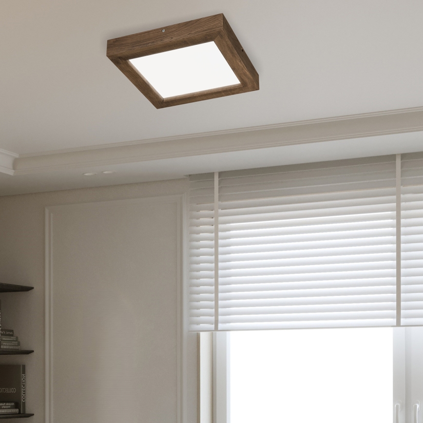 Brilagi - LED Prigušiva plafonjera za kupatilo WOODY FRAME LED/24W/230V hrast 30x30 cm 3000-6000K IP44 + Daljinski upravljač