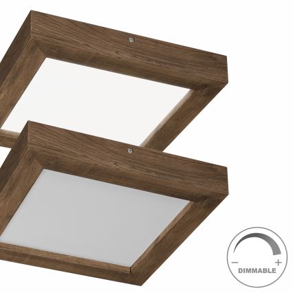 Brilagi - LED Prigušiva plafonjera za kupatilo WOODY FRAME LED/24W/230V hrast 30x30 cm 3000-6000K IP44 + Daljinski upravljač