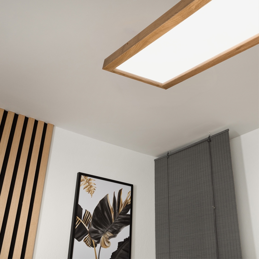 Brilagi - LED Prigušiva plafonjera za kupatilo WOODY FRAME LED/50W/230V hrast 120x30 cm 3000-6000K IP44 + Daljinski upravljač