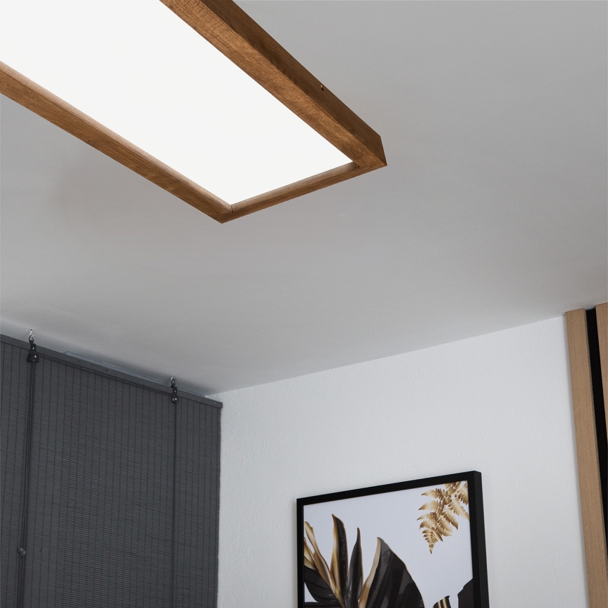 Brilagi - LED Prigušiva plafonjera za kupatilo WOODY FRAME LED/50W/230V hrast 120x30 cm 3000-6000K IP44 + Daljinski upravljač