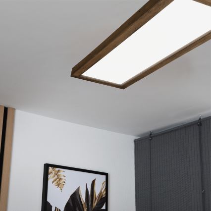 Brilagi - LED Prigušiva plafonjera za kupatilo WOODY FRAME LED/50W/230V hrast 120x30 cm 3000-6000K IP44 + Daljinski upravljač