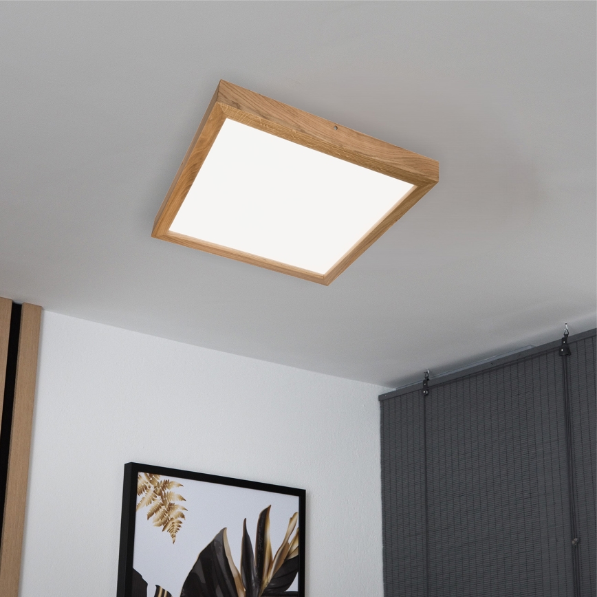Brilagi - LED Prigušiva plafonjera za kupatilo WOODY FRAME LED/50W/230V hrast 60x60 cm 3000-6000K IP44 + Daljinski upravljač