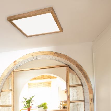 Brilagi - LED Prigušiva plafonjera za kupatilo WOODY FRAME LED/50W/230V hrast 60x60 cm 3000-6000K IP44 + Daljinski upravljač