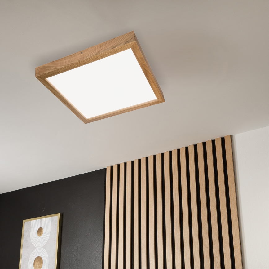 Brilagi - LED Prigušiva plafonjera za kupatilo WOODY FRAME LED/50W/230V hrast 60x60 cm 3000-6000K IP44 + Daljinski upravljač