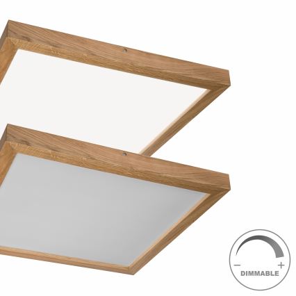 Brilagi - LED Prigušiva plafonjera za kupatilo WOODY FRAME LED/50W/230V hrast 60x60 cm 3000-6000K IP44 + Daljinski upravljač