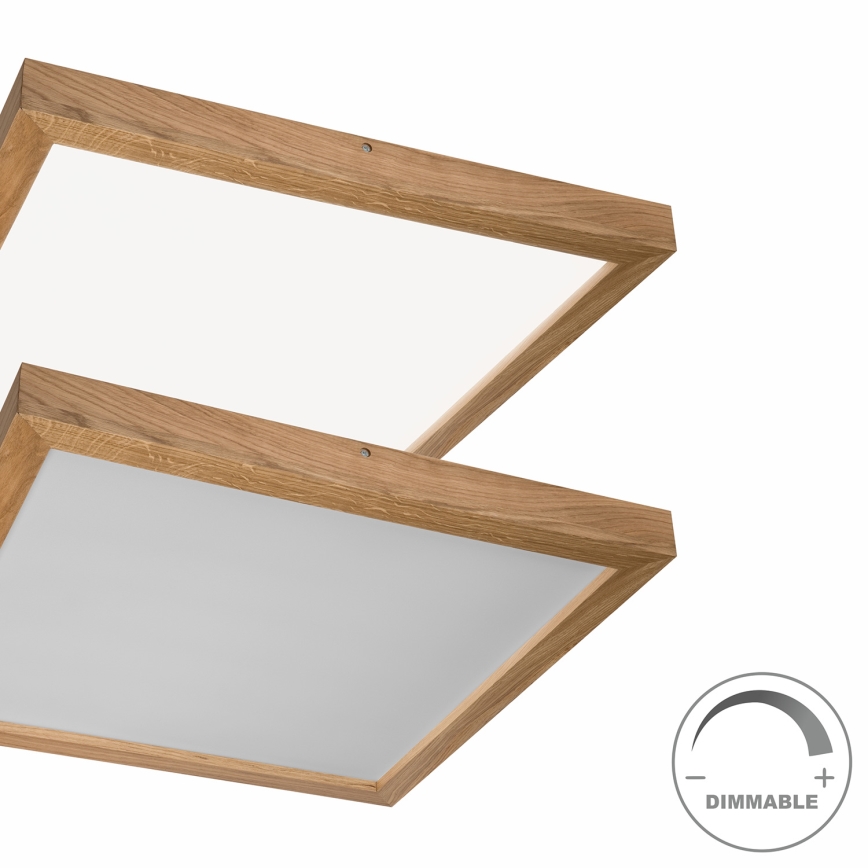 Brilagi - LED Prigušiva plafonjera za kupatilo WOODY FRAME LED/50W/230V hrast 60x60 cm 3000-6000K IP44 + Daljinski upravljač