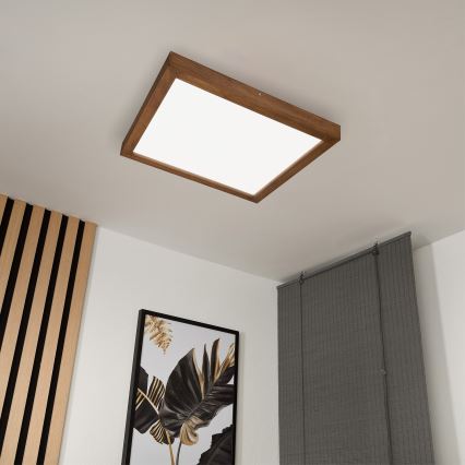 Brilagi - LED Prigušiva plafonjera za kupatilo WOODY FRAME LED/50W/230V hrast 60x60 cm 3000-6000K IP44 + Daljinski upravljač
