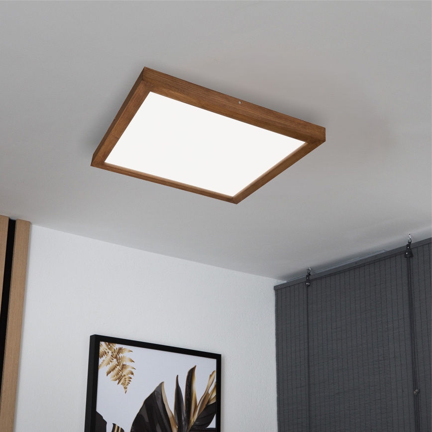 Brilagi - LED Prigušiva plafonjera za kupatilo WOODY FRAME LED/50W/230V hrast 60x60 cm 3000-6000K IP44 + Daljinski upravljač