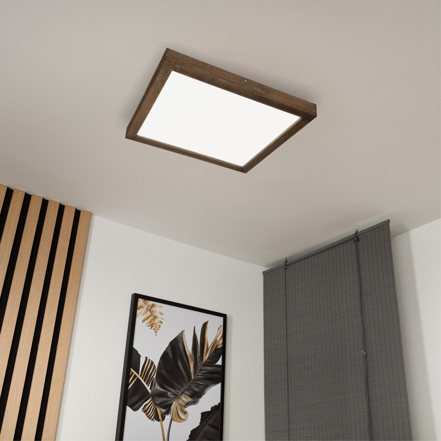 Brilagi - LED Prigušiva plafonjera za kupatilo WOODY FRAME LED/50W/230V hrast 60x60 cm 3000-6000K IP44 + Daljinski upravljač