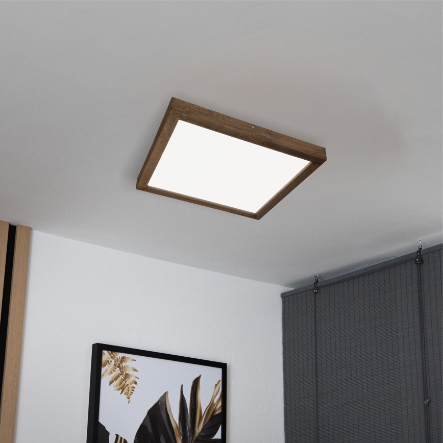 Brilagi - LED Prigušiva plafonjera za kupatilo WOODY FRAME LED/50W/230V hrast 60x60 cm 3000-6000K IP44 + Daljinski upravljač