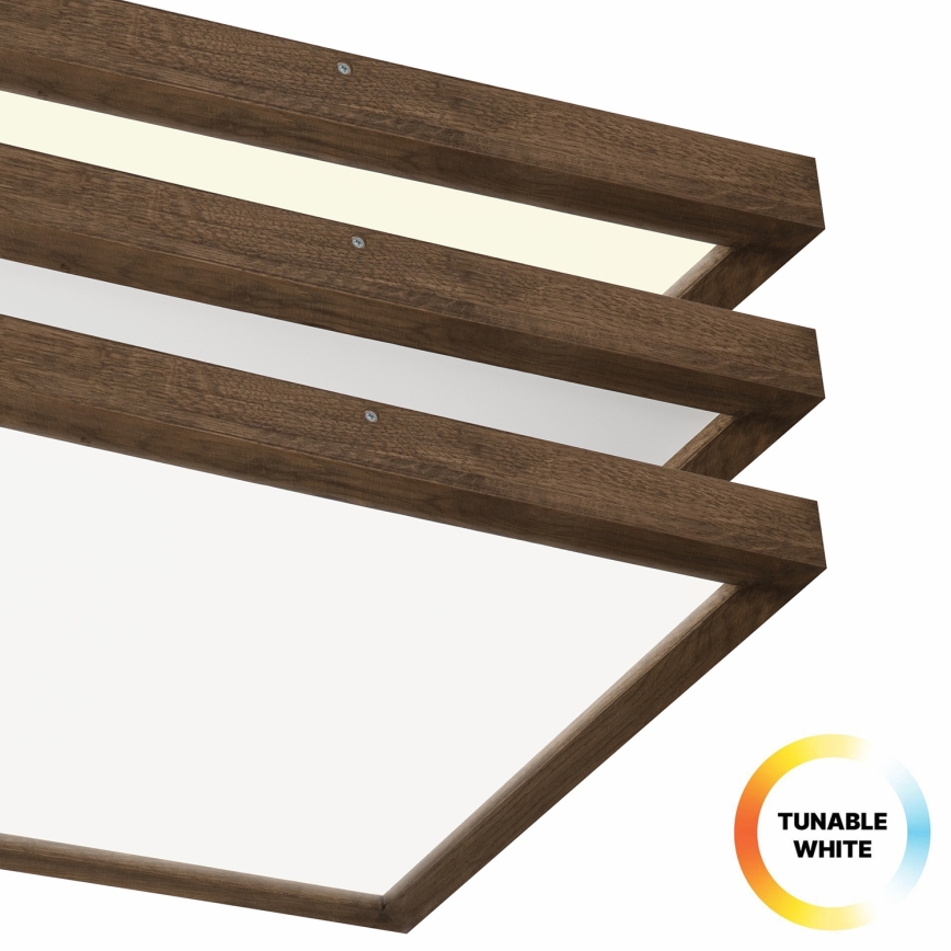 Brilagi - LED Prigušiva plafonjera za kupatilo WOODY FRAME LED/50W/230V hrast 60x60 cm 3000-6000K IP44 + Daljinski upravljač