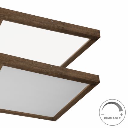 Brilagi - LED Prigušiva plafonjera za kupatilo WOODY FRAME LED/50W/230V hrast 60x60 cm 3000-6000K IP44 + Daljinski upravljač