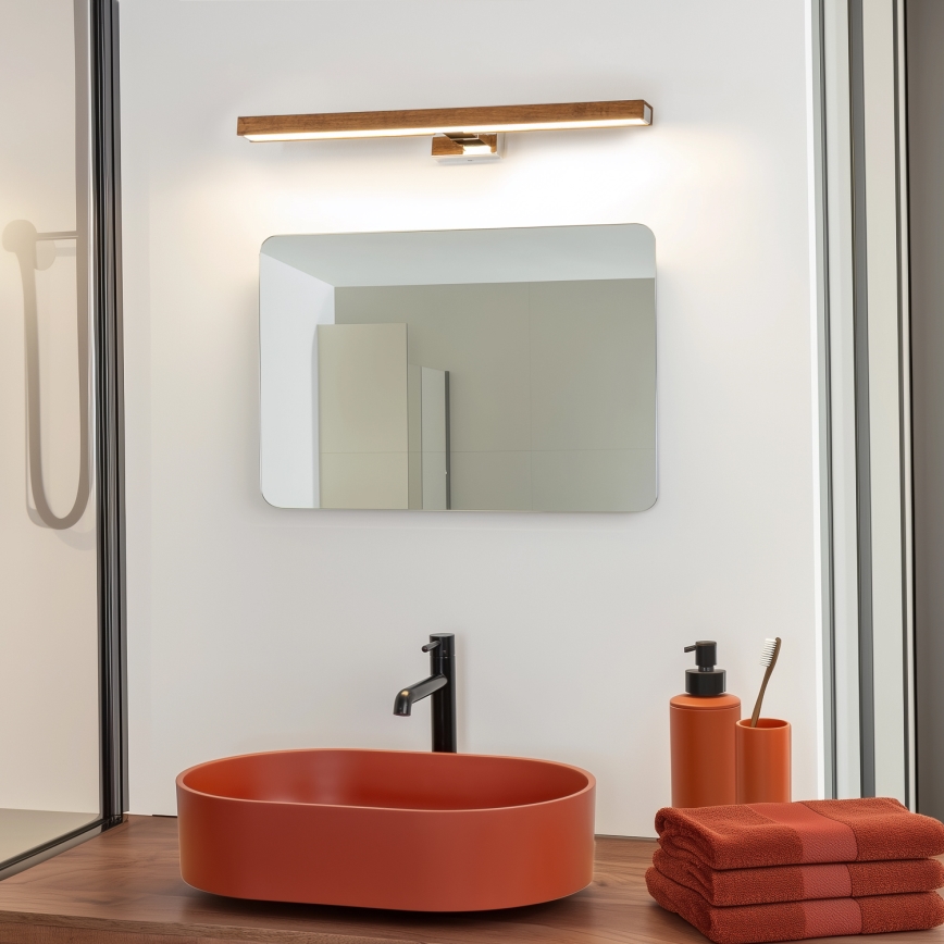 Brilagi - LED Rasveta za ogledalo u kupatilu WOODY MIRROR LED/12W/230V 60 cm IP44 hrast/sjajni krom