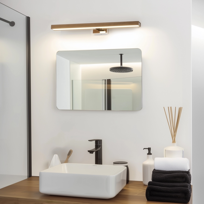 Brilagi - LED Rasveta za ogledalo u kupatilu WOODY MIRROR LED/12W/230V 60 cm IP44 hrast/sjajni krom