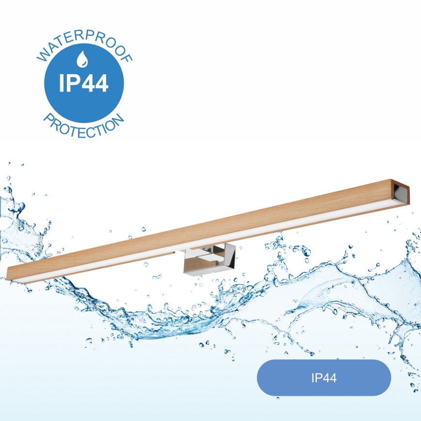 Brilagi - LED Rasveta za ogledalo u kupatilu WOODY MIRROR LED/15W/230V 90 cm IP44 hrast/sjajni krom