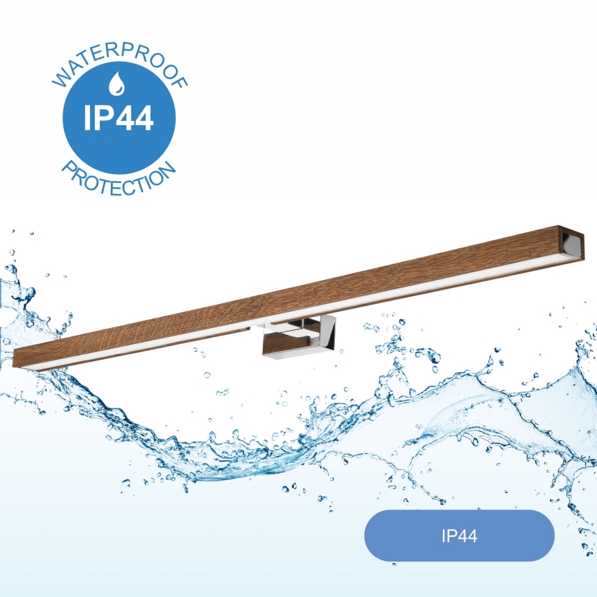 Brilagi - LED Rasveta za ogledalo u kupatilu WOODY MIRROR LED/15W/230V 90 cm IP44 hrast/sjajni krom