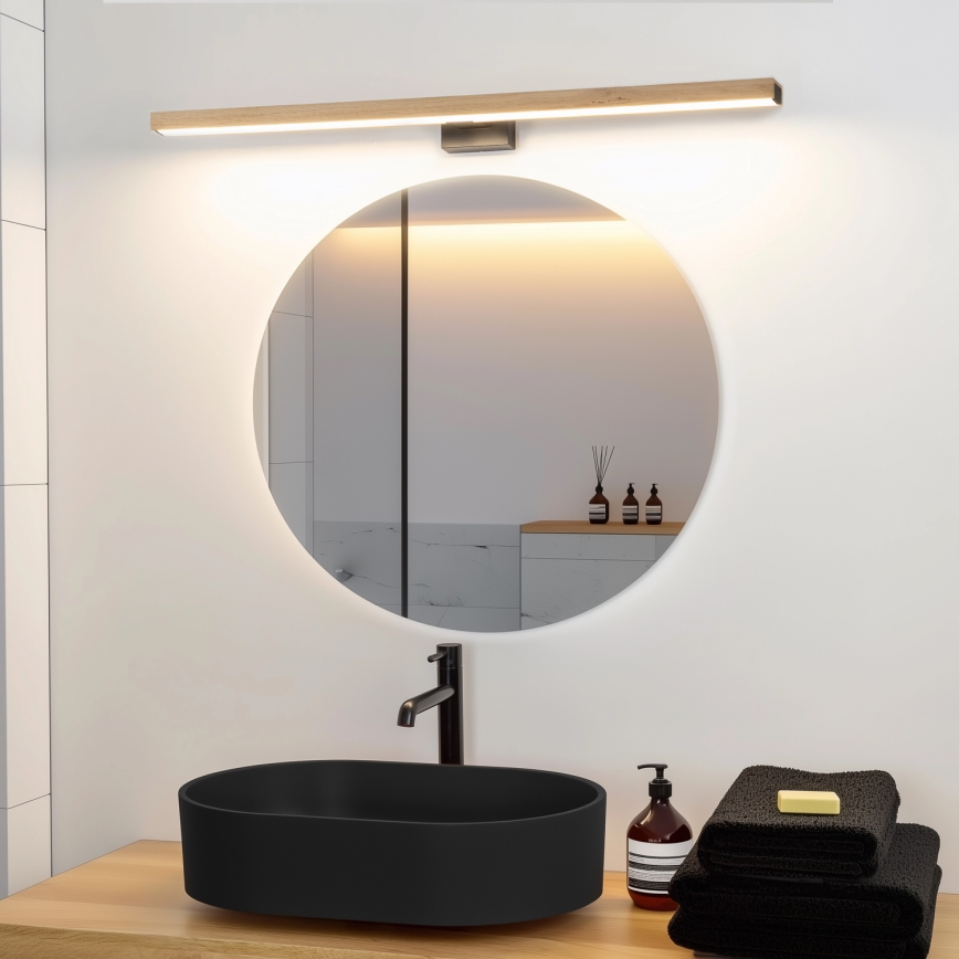 Brilagi - LED Rasveta za ogledalo u kupatilu WOODY MIRROR LED/15W/230V 90 cm IP44 hrast/crno