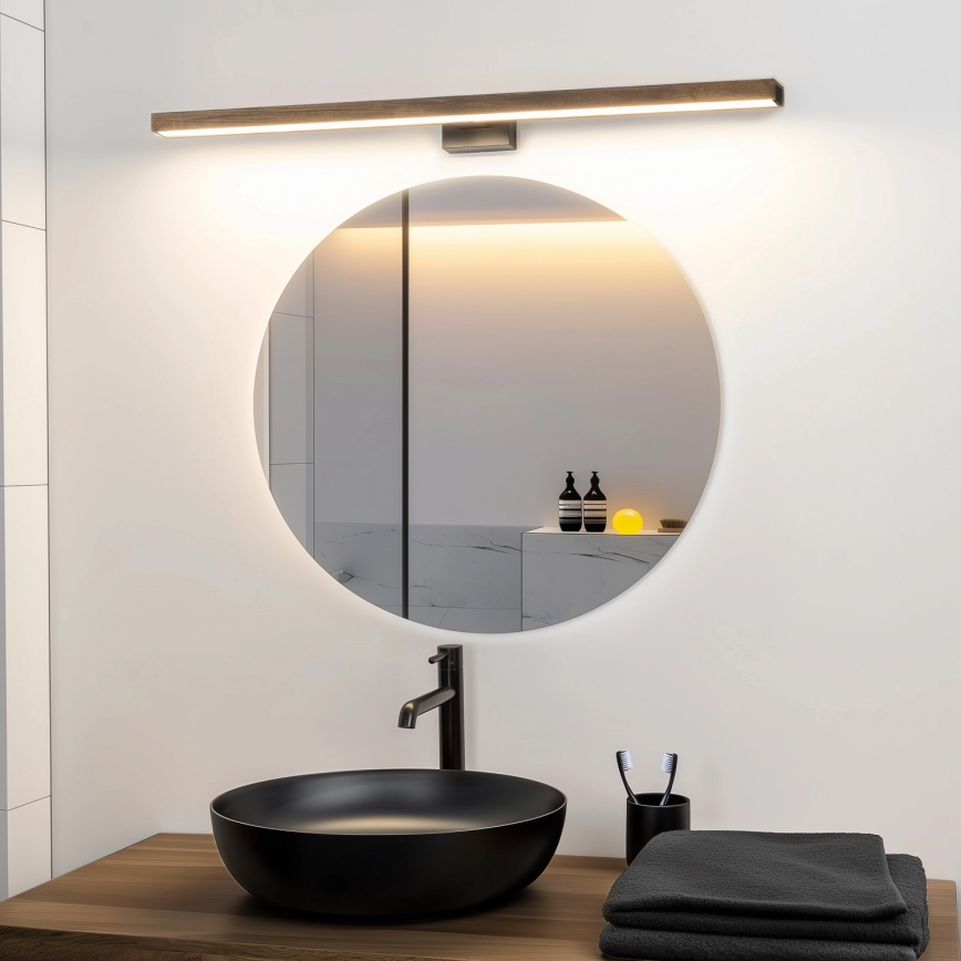 Brilagi - LED Rasveta za ogledalo u kupatilu WOODY MIRROR LED/15W/230V 90 cm IP44 hrast orah/crno
