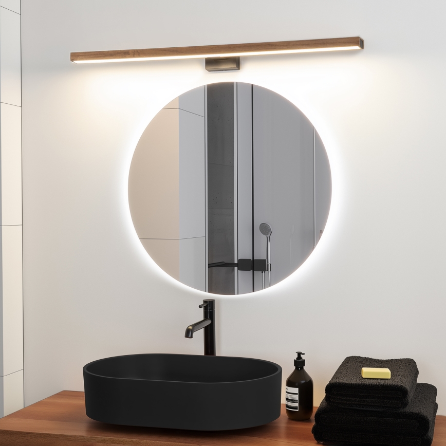Brilagi - LED Rasveta za ogledalo u kupatilu WOODY MIRROR LED/15W/230V 90 cm IP44 hrast trešnja/crno