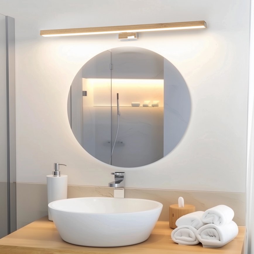 Brilagi - LED Rasveta za ogledalo u kupatilu WOODY MIRROR LED/15W/230V 90 cm IP44 hrast/sjajni krom