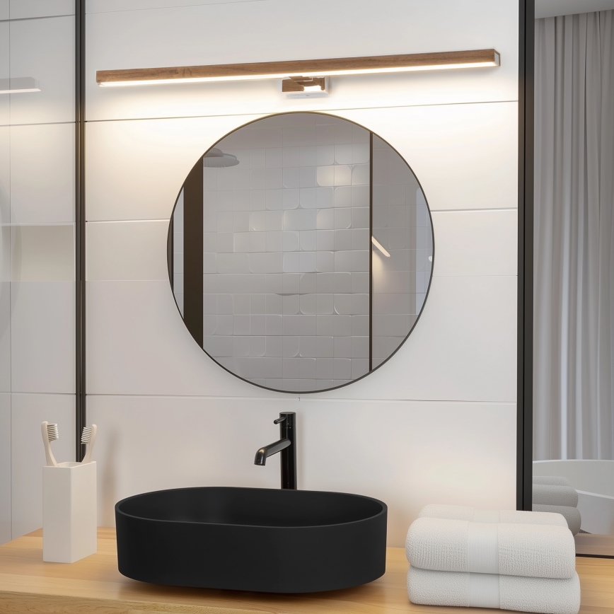 Brilagi - LED Rasveta za ogledalo u kupatilu WOODY MIRROR LED/15W/230V 90 cm IP44 hrast/sjajni krom