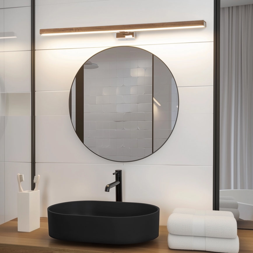 Brilagi - LED Rasveta za ogledalo u kupatilu WOODY MIRROR LED/15W/230V 90 cm IP44 hrast/sjajni krom