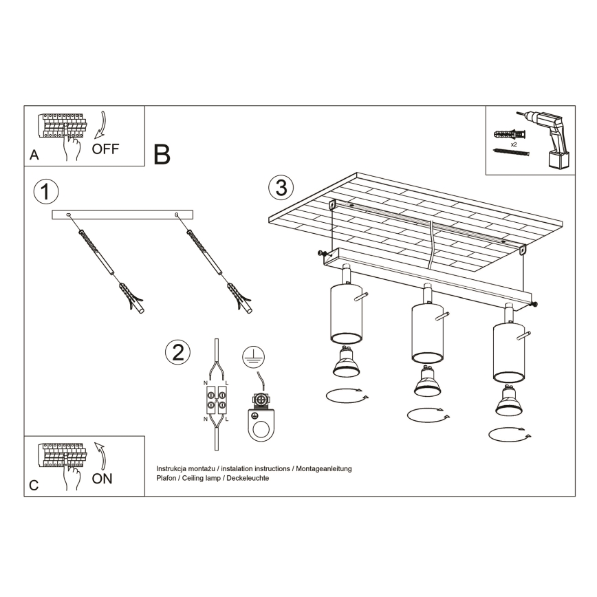 Brilagi -  LED Reflektorska lampa ASMUS 3xGU10/7W/230V crno