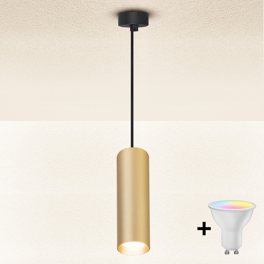 Brilagi - LED RGBW prigušiva luster na sajli SELE 1xGU10/6,5W/230V 2700-6500K crna/zlatna