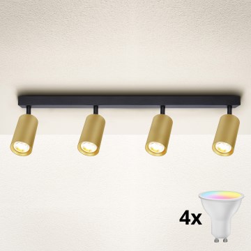 Brilagi - LED RGBW prigušiva spot svetiljka SELE GOLDEN 4xGU10/6,5W/230V 2700-6500K crna/zlatna